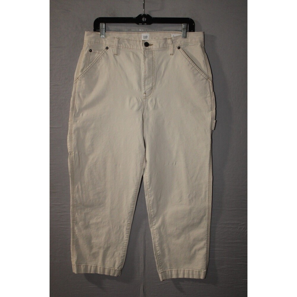 Gap High Rise Straight Pants Womens 12 Beige Carpenter Relaxed Casual